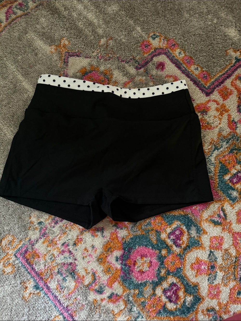 Black and polka dot sport workout shorts